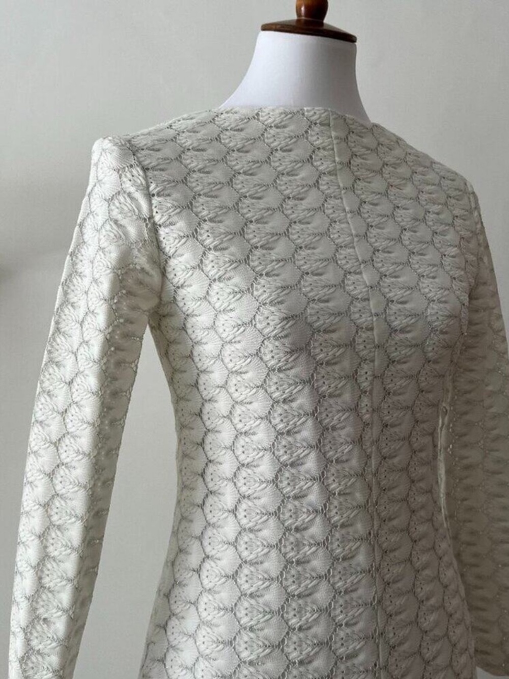 Vintage Formal Dress Small Off White XS Maxi Long Boho Wedding Gown Crochet 60s
